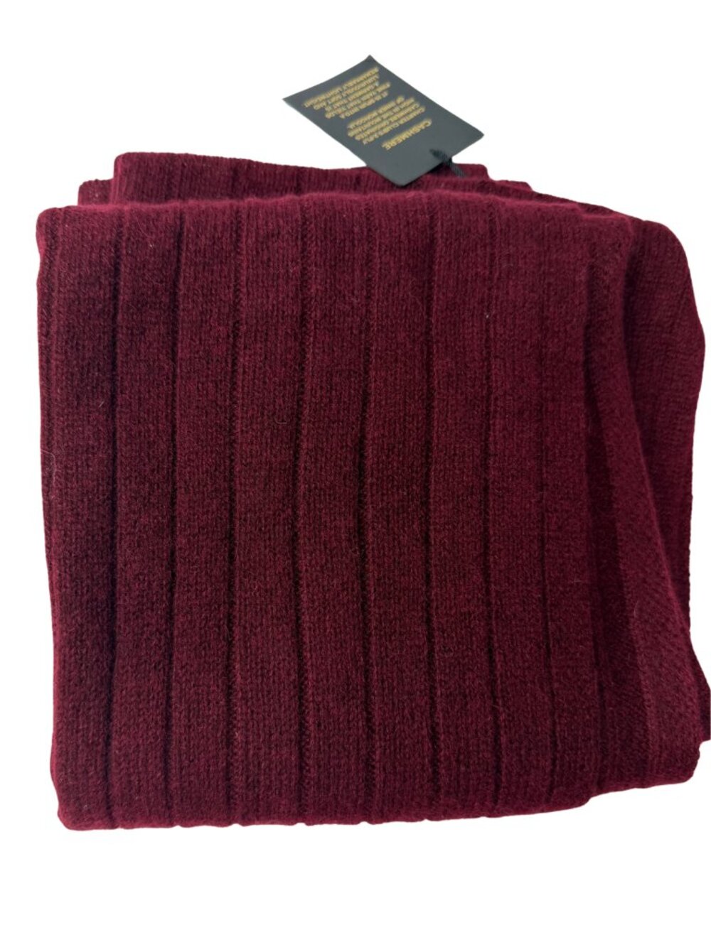 Charter Club Luxury 100% Cashmere Ribbed Knit Scarf Burgundy Maroon OS